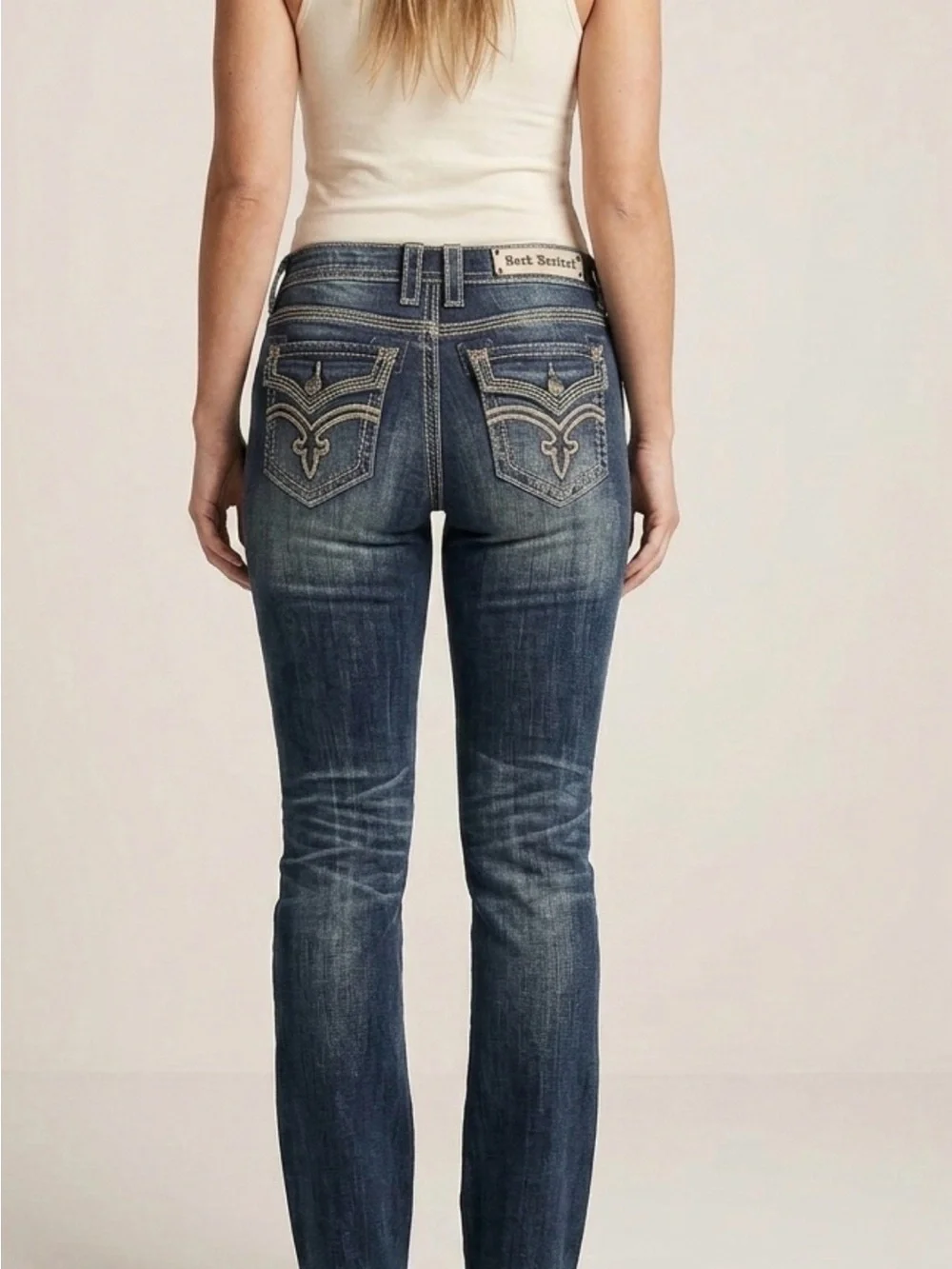 Rock Revival Women's Indigo Bootcut Jeans with Embroidered Back Pockets